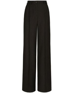 Dolce & Gabbana Wide Leg Pinstripe Pants - Black
