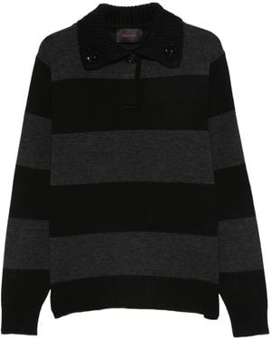 Simone Rocha Gestreifter Polo-Pullover - Schwarz