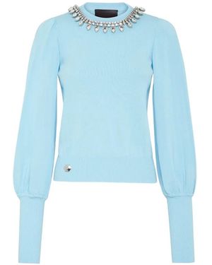 Philipp Plein Rhinestone-Embellished Jumper - Blue