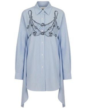 Monse Rope-Print Striped Dress - Blue