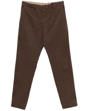 White Sand Button-Fastening Cotton Pants - Brown