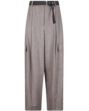 P.A.R.O.S.H. Prince Of Wales Check Cargo Trousers - Grey