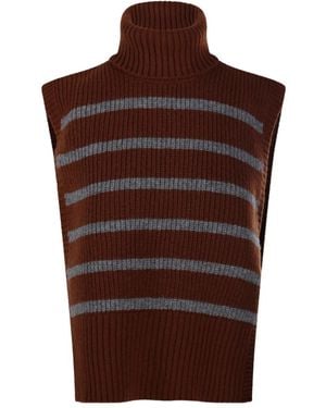 DAVANTINO Striped Turtleneck Jumper - Brown