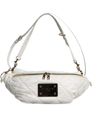 Dolce & Gabbana Sac Banane Matelassé À Plaque Logo - Blanc