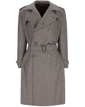 Tagliatore Born Houndstooth-Pattern Double-Breasted Coat - Grey
