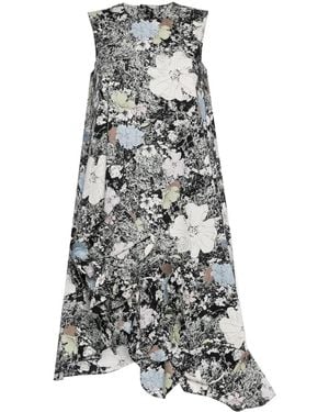 JNBY Floral-Print Cotton Midi Dress - Gray