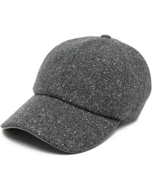 Eleventy Flecked-Knit Baseball Cap - Grey