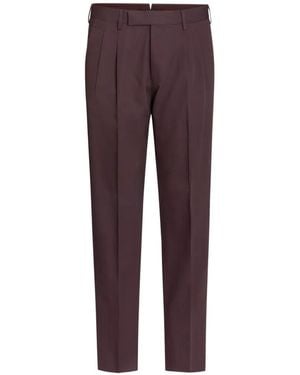 ZEGNA Pleated Pressed-Crease Trousers - Purple