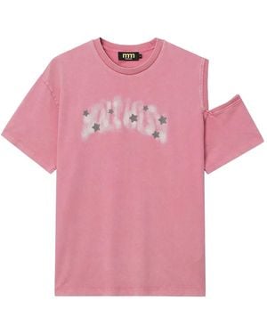 Mini Cream Cut-Out Star-Embellished T-Shirt - Pink