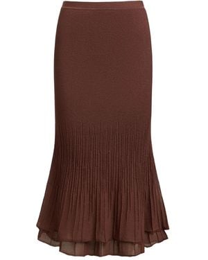 12 STOREEZ Elastic-Waist Pleated Skirt - Brown
