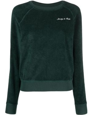 Sporty & Rich Logo-Embroidered Cotton Sweatshirt - Green
