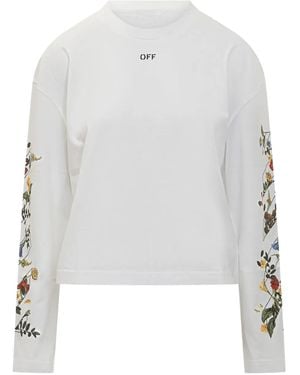 Off-White c/o Virgil Abloh Langarmshirt mit Blumen-Print - Weiß
