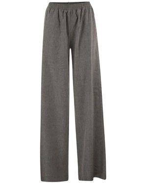 Fabiana Filippi Elasticated-Waistband Wide-Leg Trousers - Grey