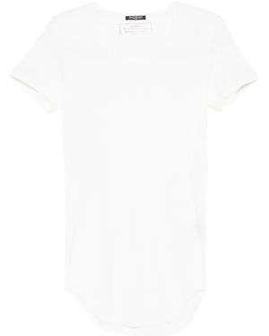 Balmain Curved-Hem T-Shirt - White