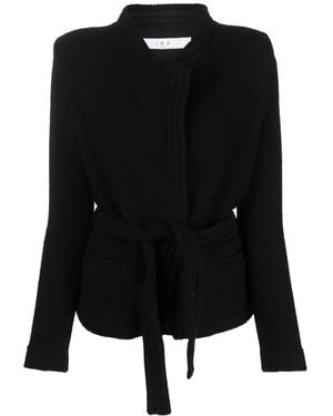 IRO Embossed-Finish Belted Jacket - Black