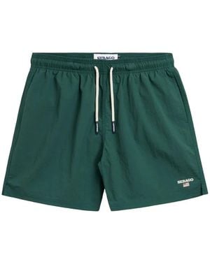 Sebago Logo-Patch Drawstring Swim Shorts - Green