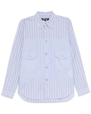 Comme des Garçons Chemise À Rayures Et Empiècements - Bleu