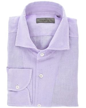 Corneliani Linen French-Collar Shirt - Purple