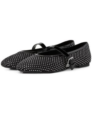 KARL LAGERFELD Karo Crystal-Embellished Ballet Flats - Black