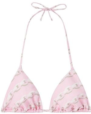 Versace Logo Triangle-Cup Bikini Top - Pink