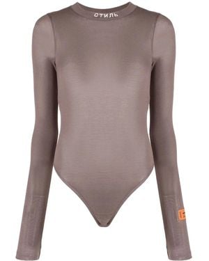 Heron Preston Logo-Patch Long-Sleeve Top - Brown