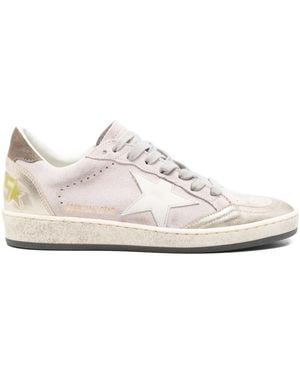 Golden Goose Distressed Suede Low-Top Trainers With Star Emblem - White