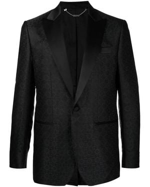 Billionaire Single-Breasted Jacquard Blazer - Black