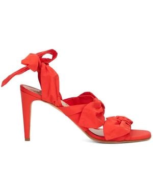 Red(V) Bow-Detail Sandals - Red