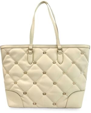 Twinset Quilted Logo-Plaque Shoulder Bag - Natural
