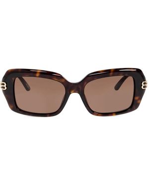 Balenciaga Dinasty Rectangle-Frame Sunglasses - Brown