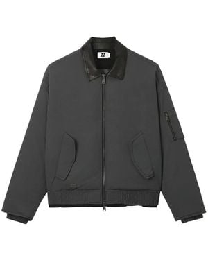 Izzue Bomberjacke Mit Lederkragen - Schwarz