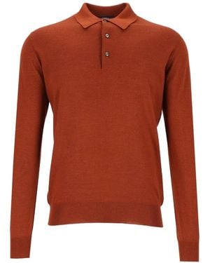 Fedeli Long-Sleeve Polo Shirt - Red