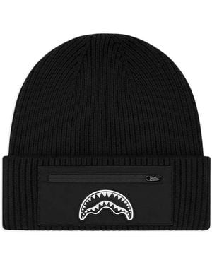 Sprayground Zip-Detail Beanie Hat - Black