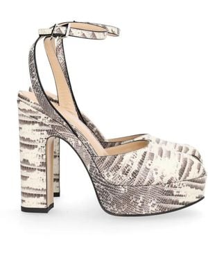 Fendi After 9 Lizard-Effect Platform Sandals - White