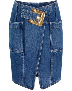 Balmain Belt Pocket Mini Skirt - Blue