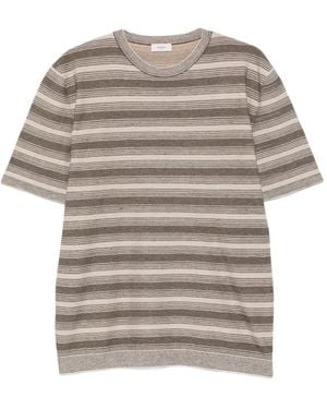Agnona Gestricktes T-Shirt Mit Streifen - Grau
