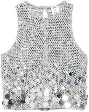 CASABLANCA Sequin Sleeveless Top - Grey