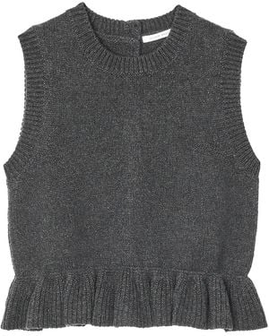 Cecilie Bahnsen Bill Ruffled Knitted Vest - Gray