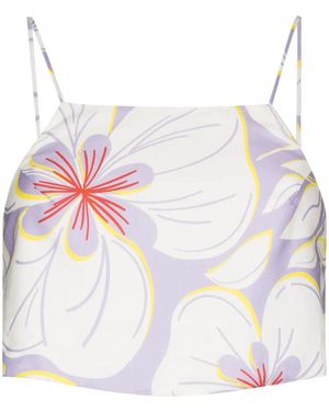 Racil Floral-Print Cropped Top - White