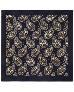 Fursac Cyprès Paisley-Print Silk Pocket Square - Blue
