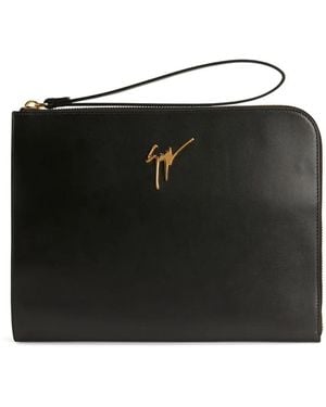 Giuseppe Zanotti Bolso de mano Fabian con placa del logo - Negro
