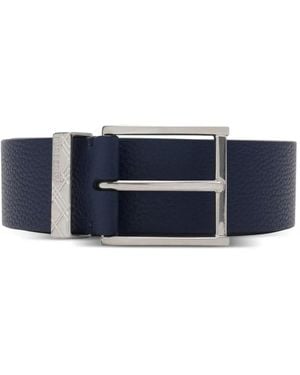 Burberry Engraved-Check Leather Belt - Blue