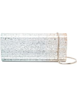 Jimmy Choo Glitter Rectangular Clutch - White