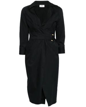 Elisabetta Franchi Overlap Buckle Dress - Black