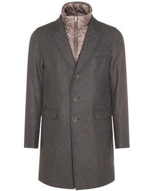 Herno Single-Breasted Layered Coat - Grey