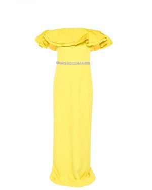 Safiyaa Ruffled Belted Maxi Dress - Yellow