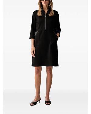 Joseph Ribkoff Striped-Collar High-Neck Shift Mini Dress - Black