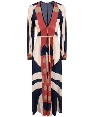 VOLANTIS Illumination Geometric-Print Silk Dress - Red