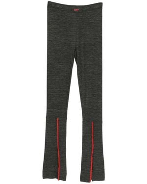 Off-White c/o Virgil Abloh Logo-Print Slit Pants - Gray