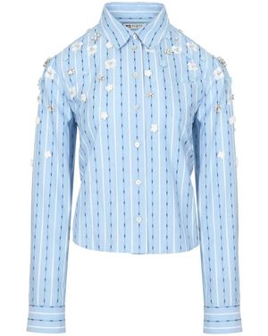Ports 1961 フローラル ストライプ シャツ - ブルー